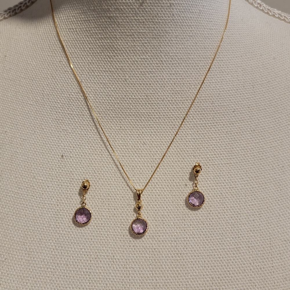 14K Gold and Amethyst Jewelry Set